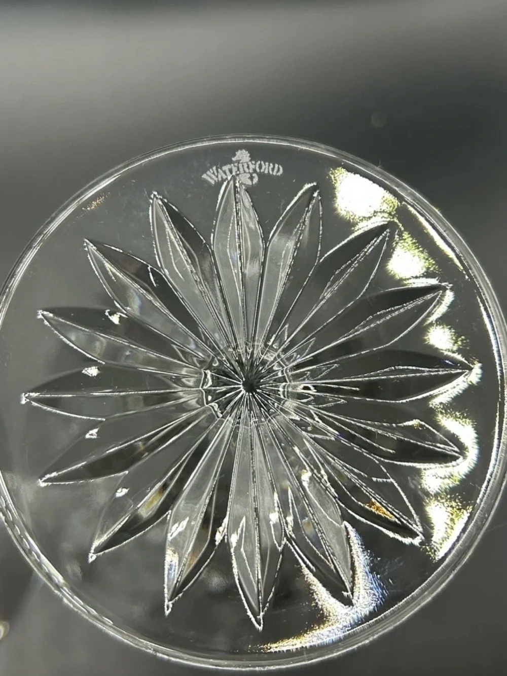 2 Waterford Crystal Lismore Martini Glasses Signed Seahorse Logo